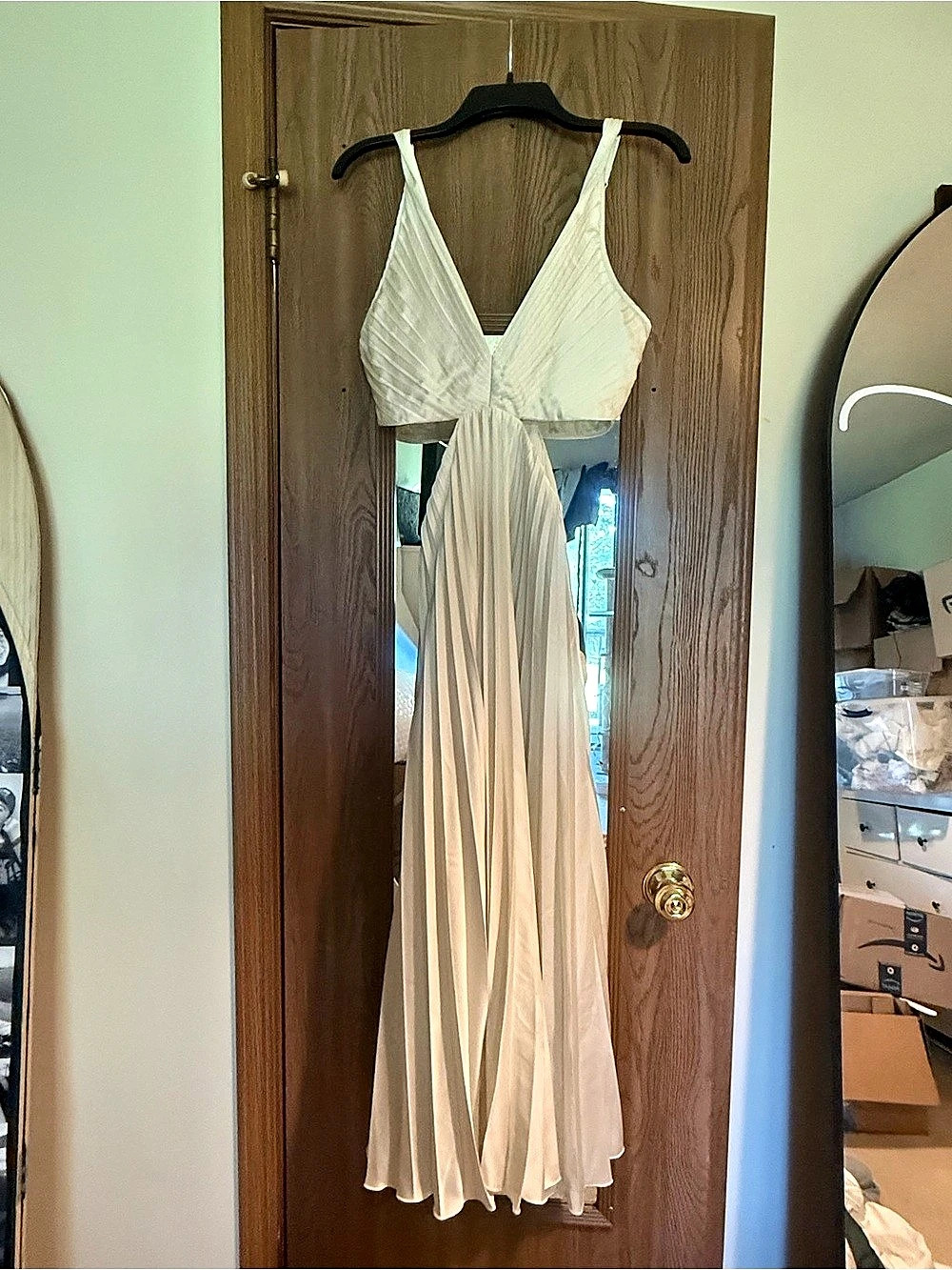 Abercrombie & Fitch The A&F Giselle Pleated Cutout Maxi Dress White size Medium